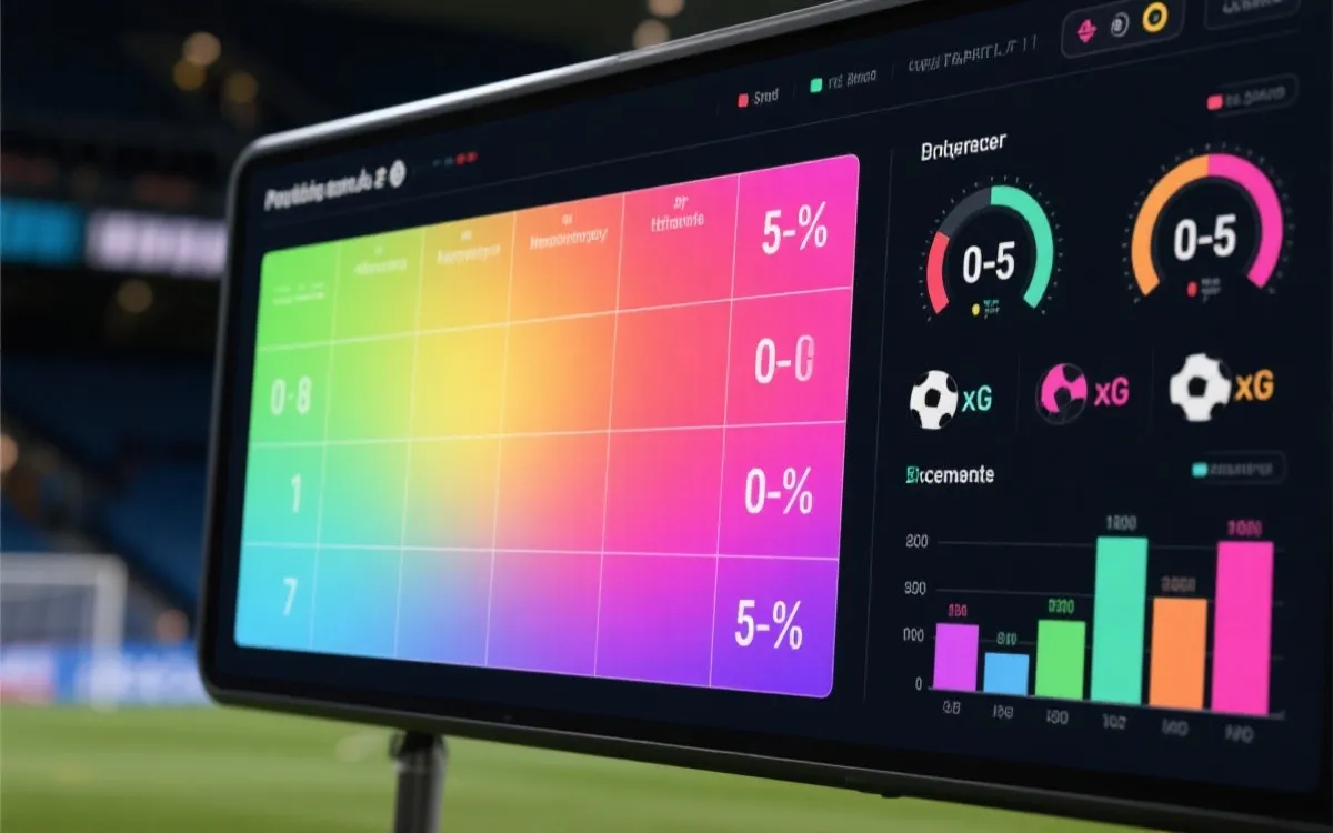 比分概率矩阵与指标仪表盘的可视化示例